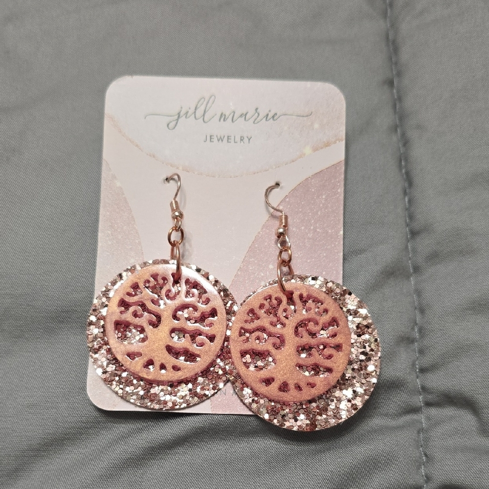 Rose Gold Tree of Life Earrings